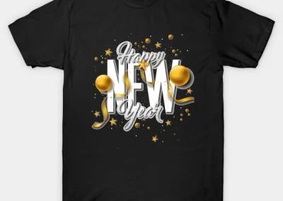 HAPPY NEW YEAR Gold and Silver balloons and confetti t-shirt