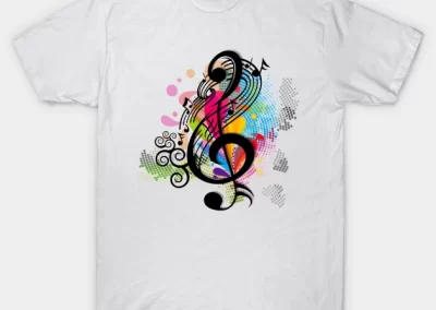 Music makes life colorful music notes on colorful splash t-shirt