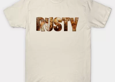 The Name Rusty in a bold and rusty font t-shirt