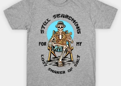 Still Searching for My Lost Shaker of Salt Margaritaville Skeleton on beach Jimmy Buffet t-shirt